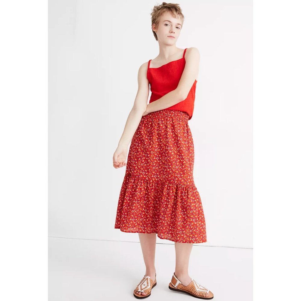 Madewell | Pre-Loved Smock-Waist Tiered Midi Skirt in Calico Floral Size Small